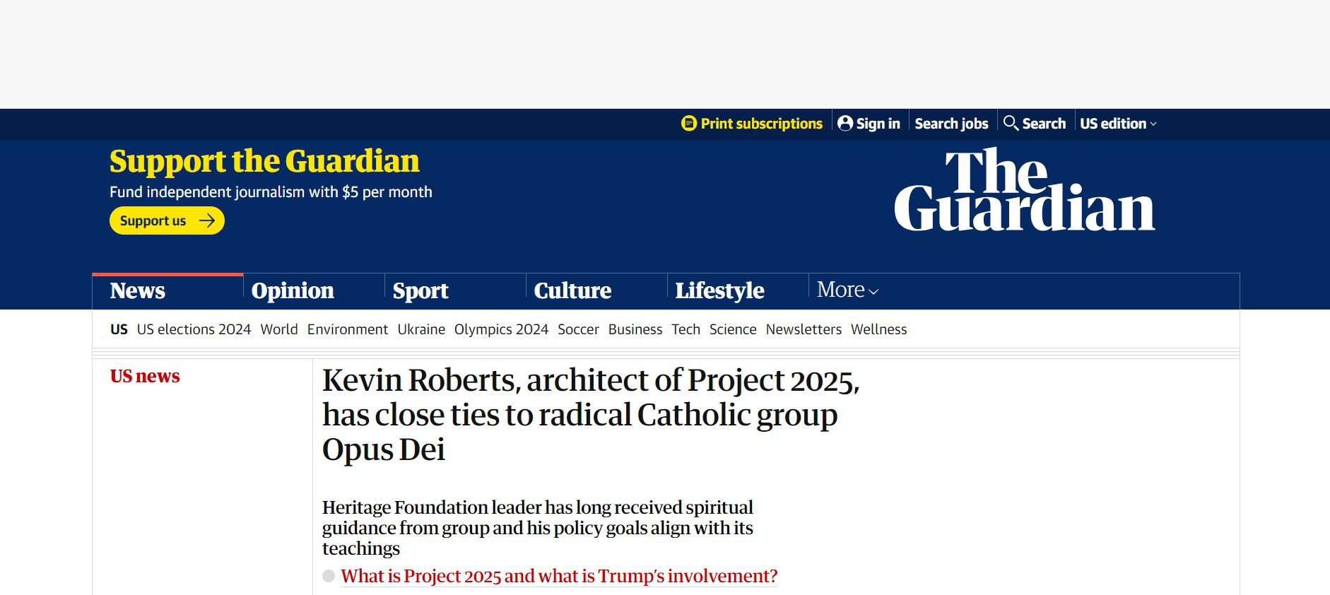 Kevin Roberts, architect of Project 2025, has close ties to radical Catholic group Opus Dei