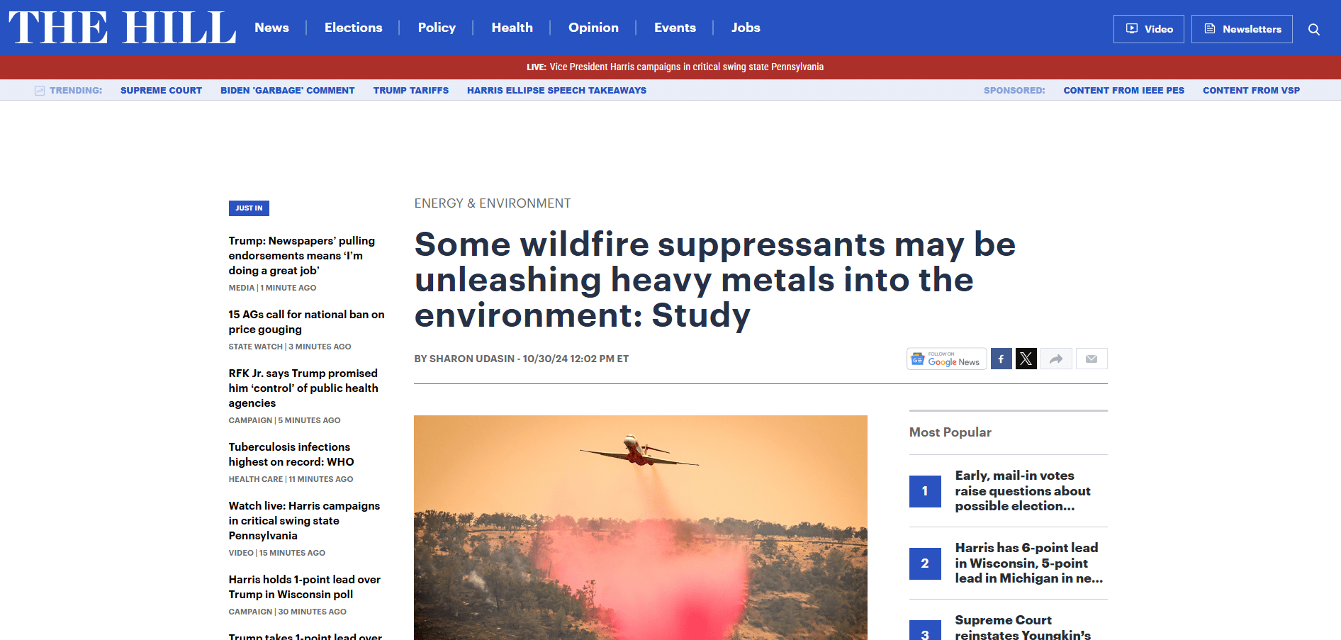 Some wildfire suppressants may be unleashing heavy metals into the environment: Study