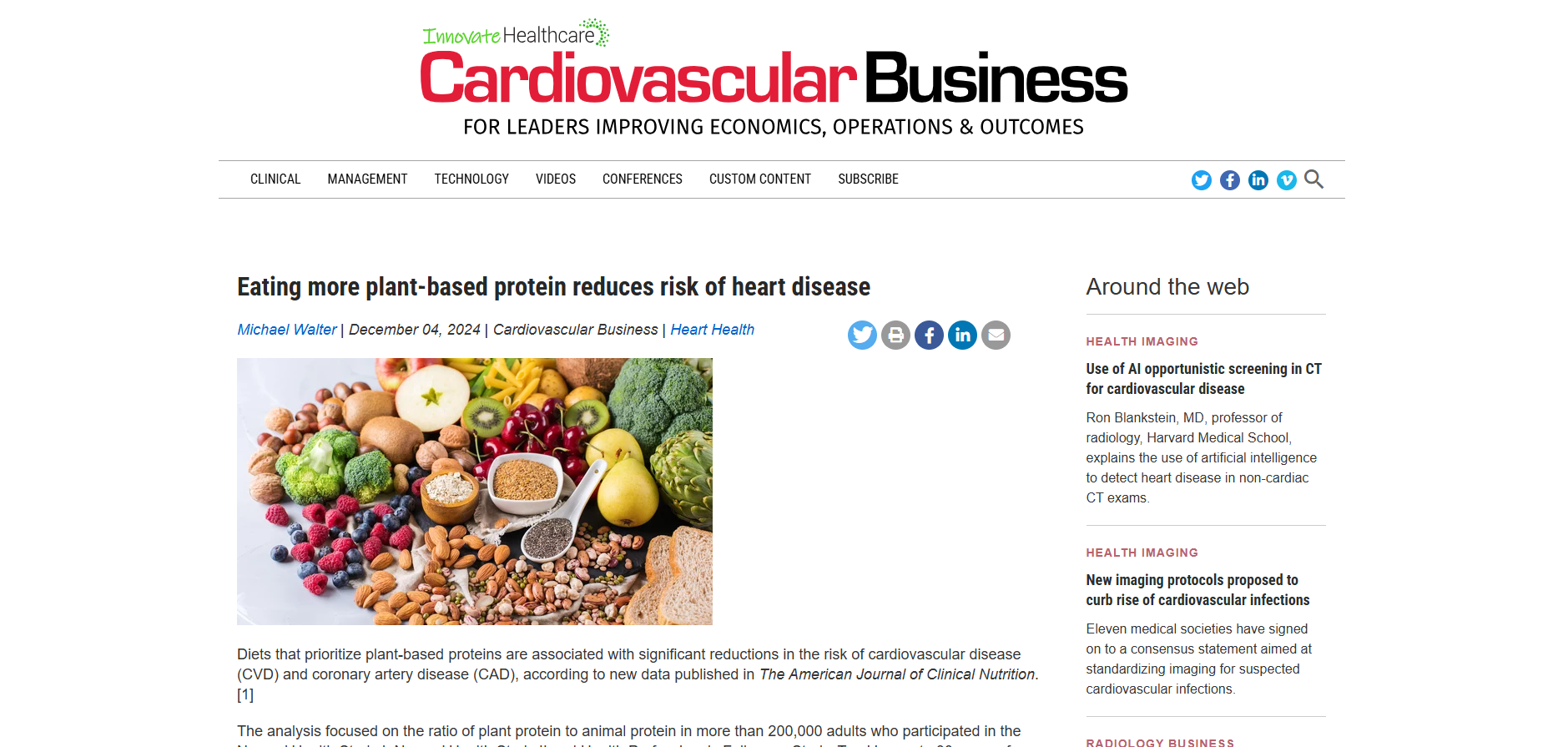 Eating more plant-based protein reduces risk of heart disease