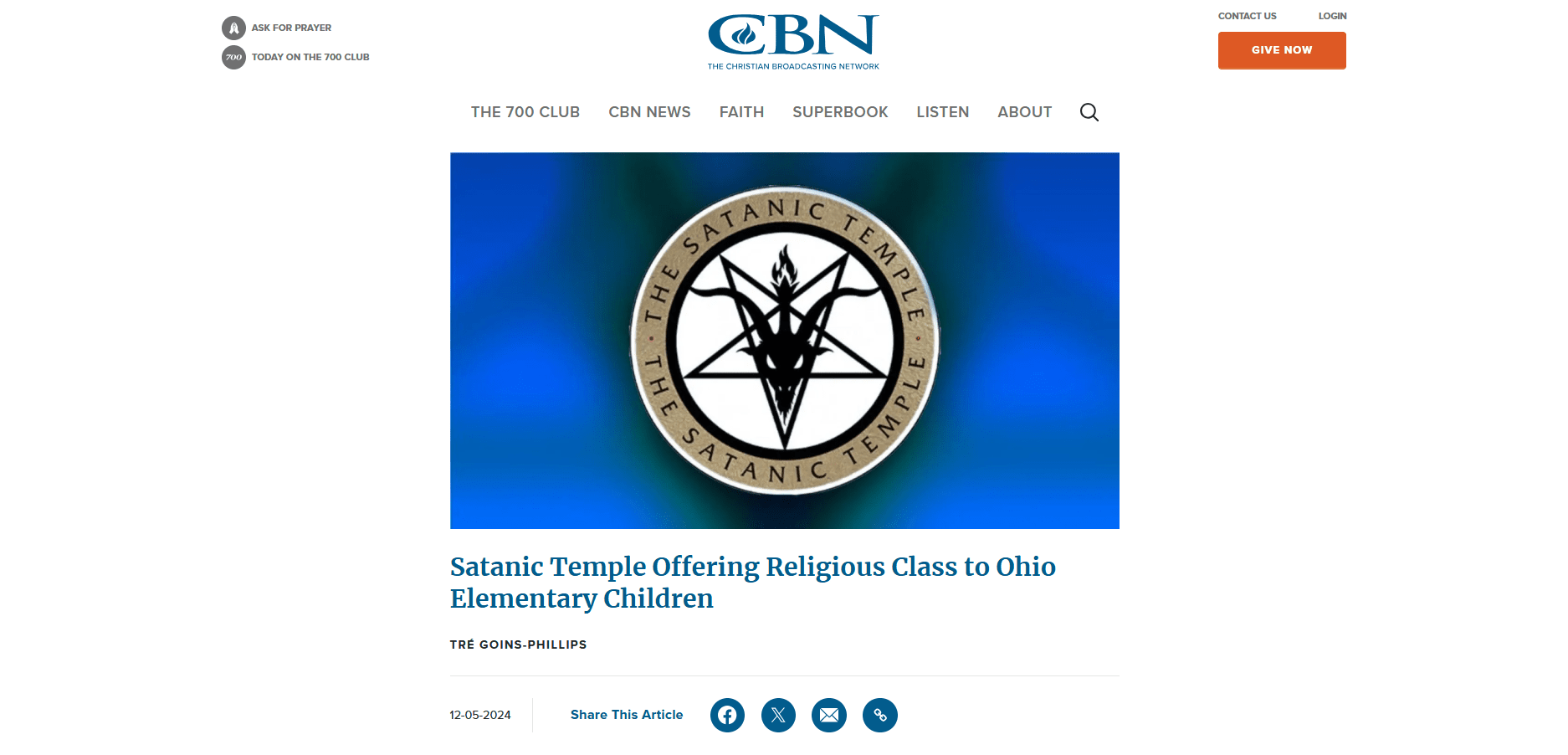 Satanic Temple Offering Religious Class to Ohio Elementary Children