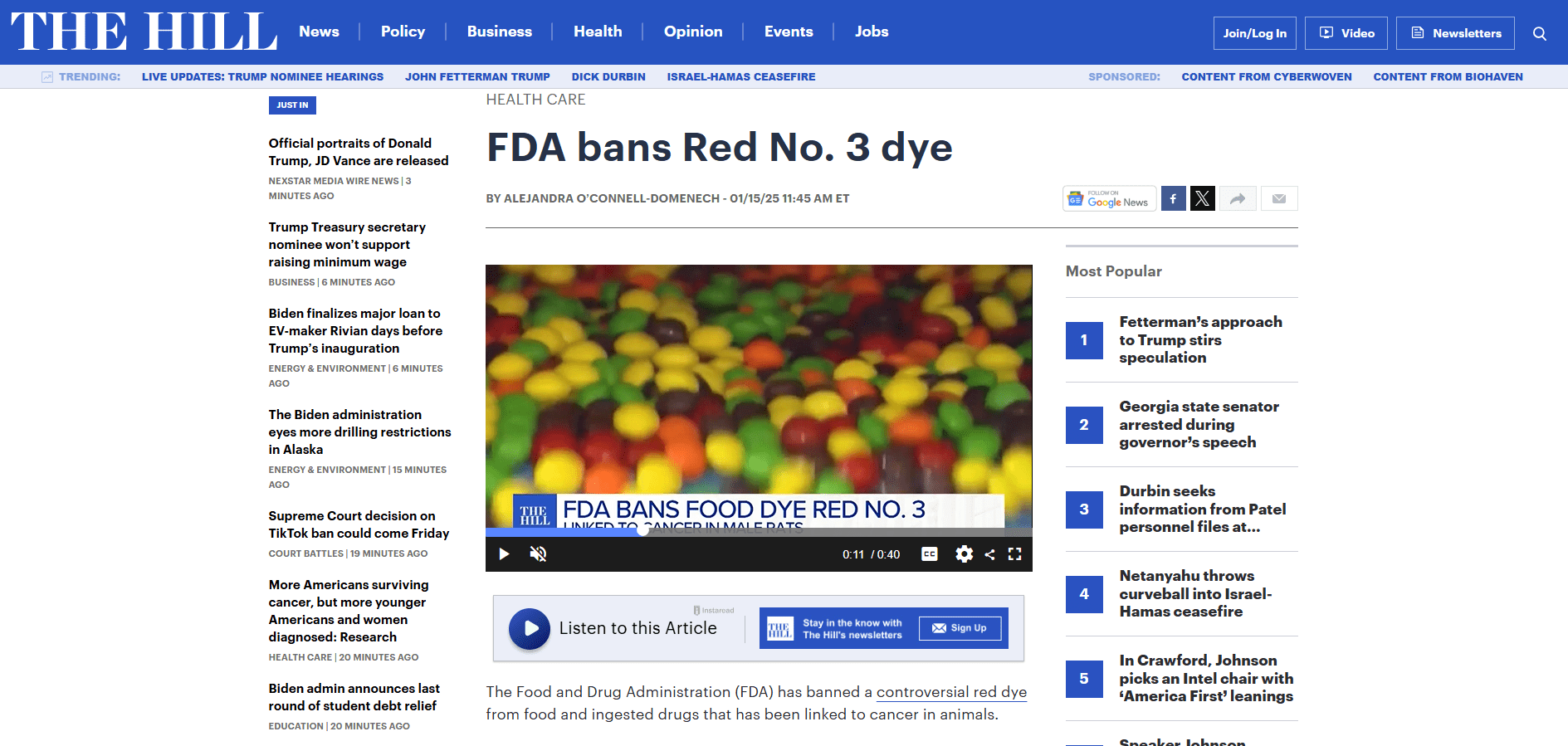 FDA bans Red No. 3 dye