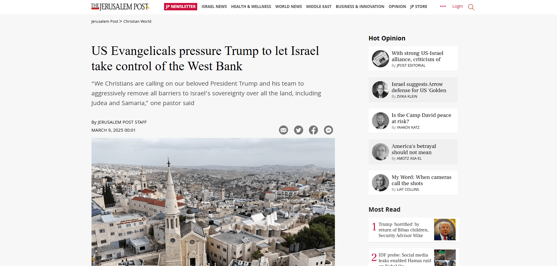 US Evangelicals pressure Trump to let Israel take control of the West Bank