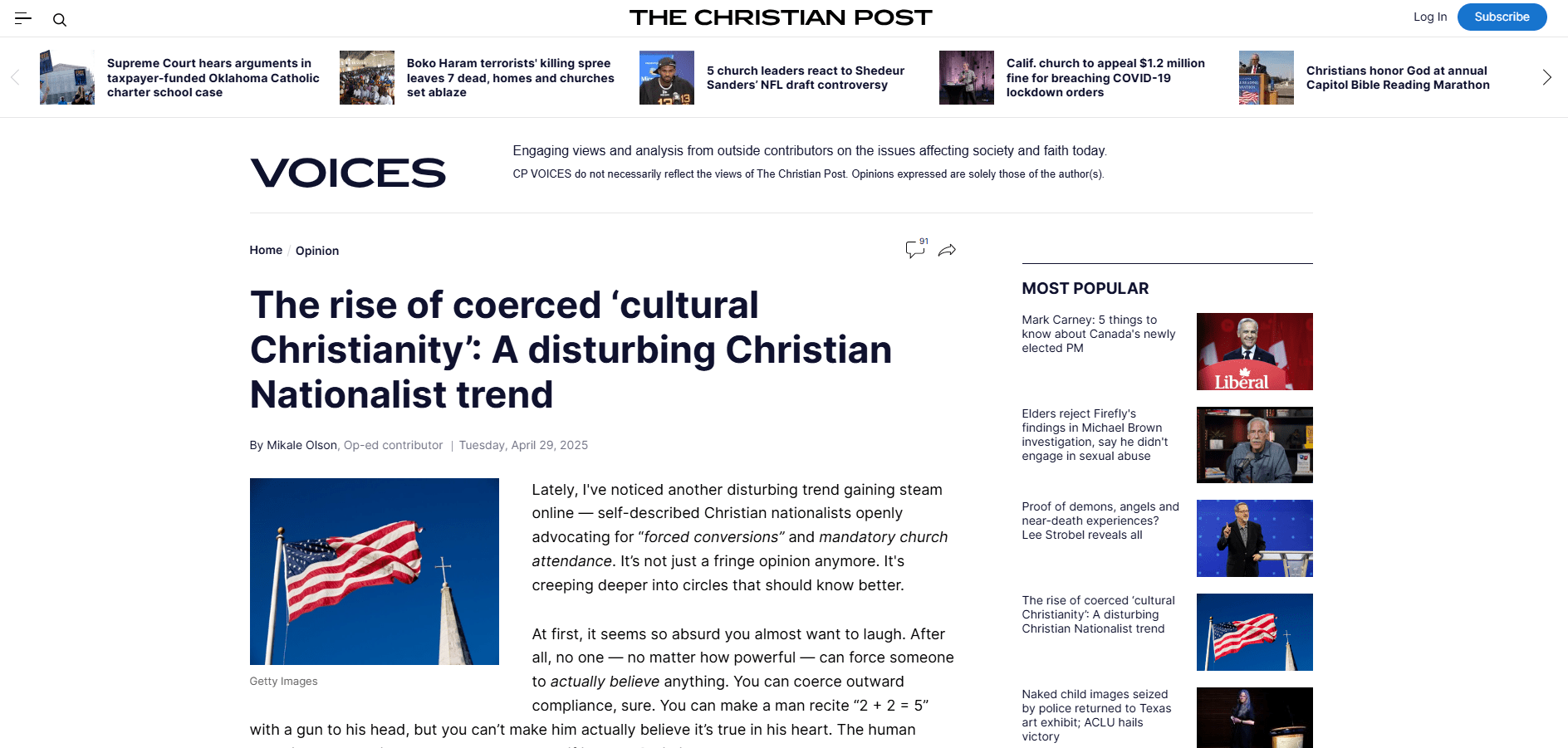 The rise of coerced 'cultural Christianity': A disturbing Christian Nationalist trend