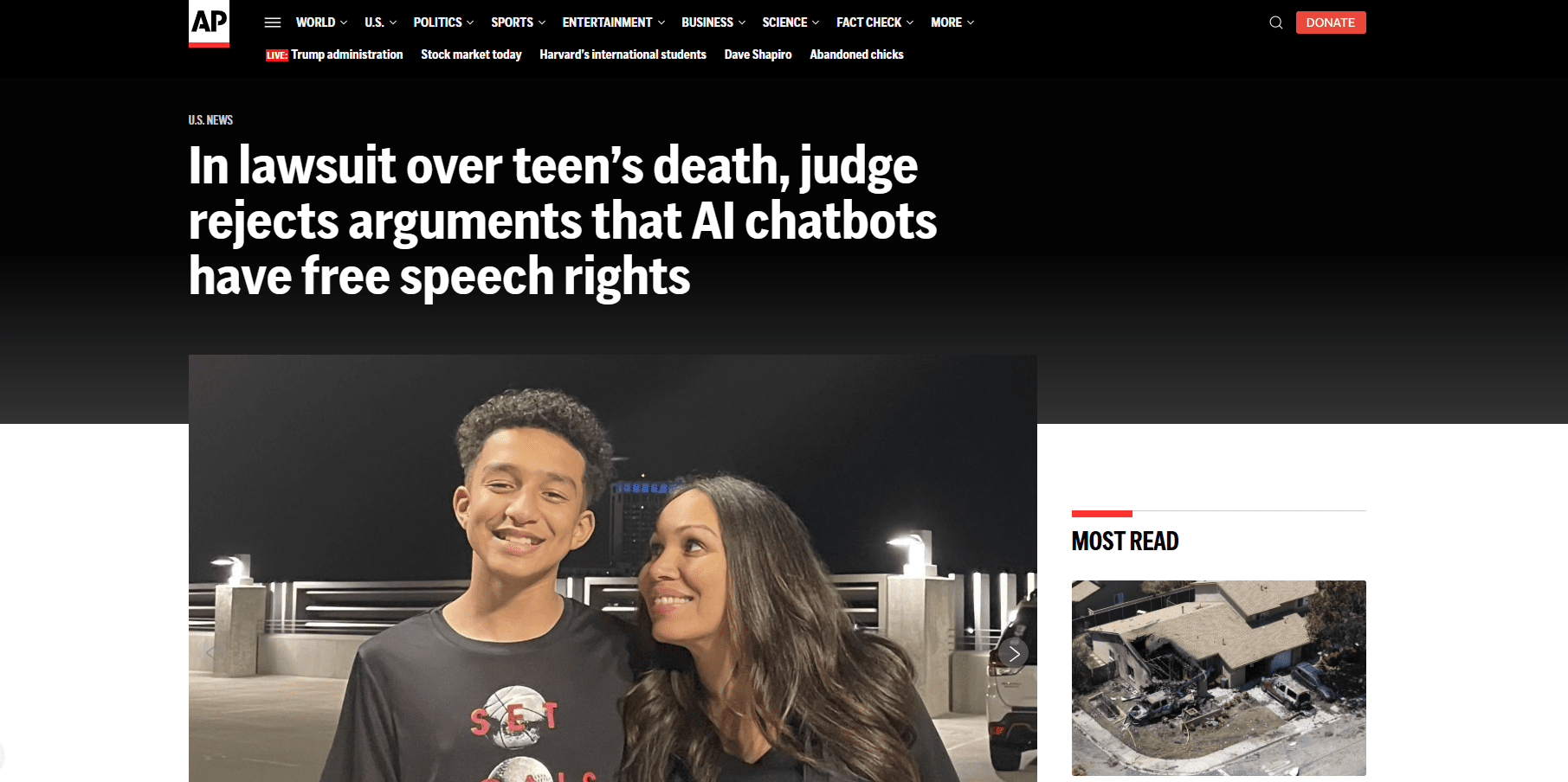 In lawsuit over teen's death, judge rejects arguments that AI chatbots have free speech rights